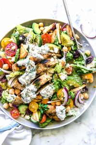 Greek Chicken Gyro Salad | foodiecrush .com