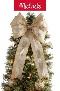 Make this bow tree topper project it is a cute and easy DIY Christmas tree decor idea.