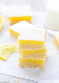 Classic Lemon Bars With Shortbread Crust Recipe - buttery crust and fresh and tangy lemon curd on top. Simple dessert, you can make any time of the year!