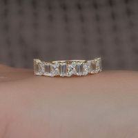 4.5MM Moissanite Wedding Band, Marquise , Round and Baguette cut Lab Diamond Band, 14K Half Eternity Ring, Wide Anniversary Bridal Band ● 𝐃𝐢𝐚𝐦𝐨𝐧𝐝 𝐃𝐞𝐭𝐚𝐢𝐥𝐬: ➢ Shape: Marquise Cut,  Baguette Cut and Round Cut ➢ Diamond Type: Lab Grown Diamond ( EF - VS) / Moissanite ( DE - VVS) ➢ Carat:  1.65 TCW apx 𝐑𝐢𝐧𝐠 𝐃𝐞𝐭𝐚𝐢𝐥𝐬: ➢ Shank Width : 1.8 MM ➢ Shank Thickness : 1.5 MM 𝐀𝐥𝐥 𝐥𝐢𝐬𝐭𝐞𝐝 𝐫𝐢𝐧𝐠 𝐚𝐫𝐞 𝐦𝐚𝐝𝐞 𝐚𝐬 𝐚 𝐜𝐮𝐬𝐭𝐨𝐦 𝐨𝐫𝐝𝐞𝐫, 𝐚𝐧𝐝 𝐡𝐞𝐧𝐜𝐞, 𝐭𝐡𝐞 𝐦𝐞𝐚𝐬