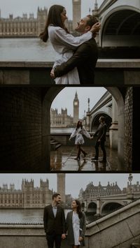 The Best location for engagement photos in London UK.  Moody and rainy engagement photos in downtown London Engagement in front of Big Ben.