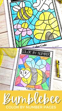 Preschoolers will love these color by number bee worksheets. They’re perfect for working on number recognition and color words. #colorbynumbers #colorbycode #homeschoolprek