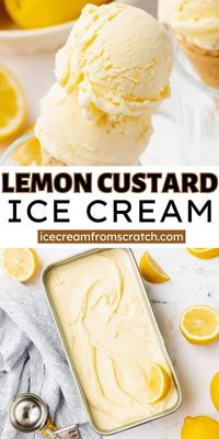 Lemon Custard Ice Cream is a creamy, rich, sweet-tart ice cream flavor that you can easily make at home with fresh lemons and a french-style custard base.