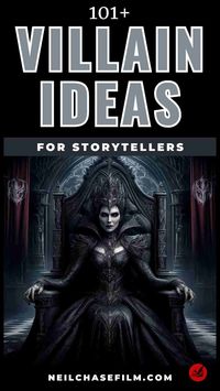 Want to write a villain character in your next story, novel or screenplay? Click to see 101+ unique ideas for different types of villains that you can use for inspiration for your own story.   Save for future reference!