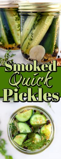 These smoked quick pickles are the perfect snack right out of the jar! They are also great on burgers or as a side for any sandwich!