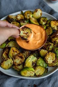 Crispy Sesame Brussels Sprouts & Sriracha Aioli - Dash of Mandi