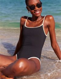 Aerie Wide Rib Scoop One Piece Swimsuit