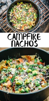 Campfire Nachos made in a Dutch oven are a simple, fast, and easy camping meal that the whole family will enjoy.