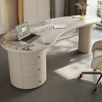 Our desk is a masterpiece that combines aesthetics and functionality. The unique curved design of the desk top not only adds a touch of elegance but also serves practical purposes. It provides a smooth working area, eliminating the risk of sharp corners causing accidental injuries. Moreover, the curve breaks the monotony of traditional straight - lined desks, infusing your room with a modern and artistic flair. The desk top is made of Sintered Stone, which is renowned for its excellent durabilit