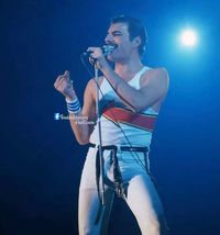 May 3, 1982 Freddie Mercury  Sports Palace, Paris, France,  'Hot Space (Europe) Tour'.  Photo by Bernard Legon