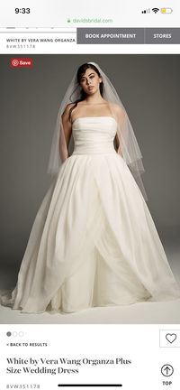 White by Vera Wang Organza Plus Size Wedding Dress 8VW351178