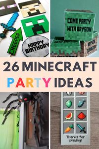 Loads of great ideas for your child's Minecraft party. From food and decorations to invitations and party bags. We've got you covered. Minecraft party ideas, including games.