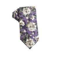 White Floral on Puprle Skinny Tie With Matching Pocket Square Set Floral Tie Green Flower Necktie Wedding Rose Tie groomsmen - Etsy