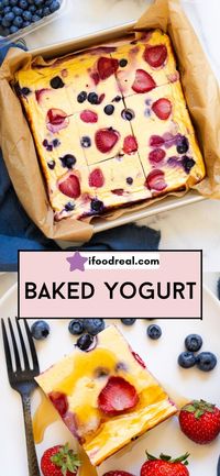 Baked Yogurt tastes like healthy custard, is made with 6 ingredients and contains 8 grams of protein.