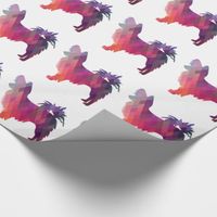 Long-haired Chihuahua Geometric Pattern Silhouette Wrapping Paper