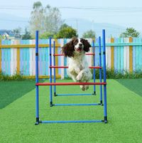 VEVOR Dog Agility Training Equipment 4 PCS Set Hurdles and Jump Ring Obstacle

Enhance Your Dog's Agility: Our set includes 3 jump bars (27.95 inches wide) and 1 adjustable jump ring (23.62-25.59 inches in diameter). Perfect for training agility and obedience while fostering fun and interactive bonding with your dog.