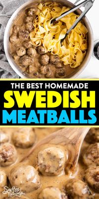 Easy Swedish Meatballs are homemade meatballs in a rich brown gravy sauce. They're simple to make and taste delicious - try them for dinner with mashed potatoes or egg noodles tonight! | #meatballs #easydinnerrecipe #dinnerideas #groundbeefrecipes #familyfriendly #familydinneridea