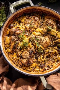 Chicken and wild rice one pan -sub Uncle Ben's for orzo