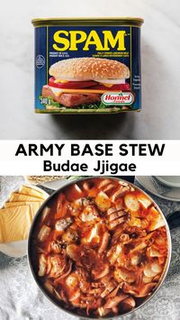 Budae Jjigae or Korean Army Stew is a tantalizingly delicious and spicy South Korean stew. A fusion dish that combines food items found at US army bases after the Korean War (spam, hot dogs, processed cheese) with distinctly Korean flavors (anchovy stock, rice cakes, tofu, and a spicy Gochujang-based paste). A one-pot meal that's also an incredible feast to share with friends and family!