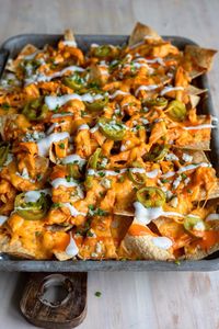 Sheet Pan Buffalo Chicken Nachos - Dash of Mandi