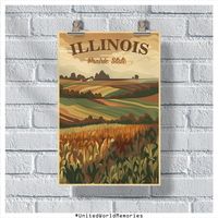 "Celebrate the heartland of America with our beautiful Illinois travel poster! Featuring iconic imagery of Illinois' unique landscapes and landmarks, this print captures the essence of the state's rich history and vibrant culture. With its world-class museums, delicious cuisine, and stunning natural wonders, Illinois has something for everyone. So why not take home a piece of this unforgettable state with our Illinois travel poster? It's the perfect way to showcase your love of travel and the beauty of the world. At UnitedWorldMemories, we are committed to providing you with the highest quality travel products. From posters and postcards to stickers and magnets, each item is designed to capture the spirit of your favorite destinations and bring a touch of wanderlust to your life. We use ad