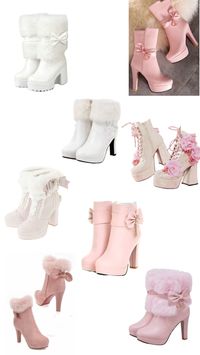 #bows #shoes #boots #ankleboots #fashion #styleinspo #girlie #cute #kawaii #kawaiiaesthetic #pink #white #winterboot #furboot #pretty