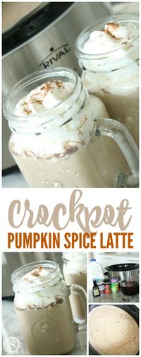 Crockpot Pumpkin Spice Latte! My NEW Favorite Fall Drink Recipe for Thanksgiving, Christmas, Holidays, Parties, and more! Super simple in the slow cooker!