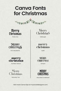 Level up your Christmas designs with these modern, traditional, or elegant Christmas fonts in Canva. #elegantfonts #christmas #canva #Christmas_Font_Pairings #Elegant_Christmas_Design_Graphic #Canva_Holiday_Fonts #Merry_Christmas_Font_Design