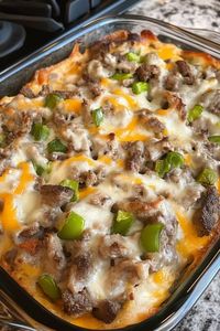 PHILLY CHEESE STEAK CASSEROLE