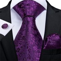 Royal Purple Silk Tie With Floral Pattern | Classy Men Collection