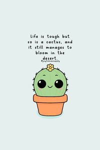 cute kawaii art | cute doodle art | cute cactus | cactus lover | inspirational quotes | motivational quotes | life quotes | life is tough | you are stronger than you think | cactus doodle | digital illustration | digital art | digital artist | positive quotes | cute drawings | drawing ideas | daily reminders |