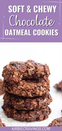 These soft & chewy chocolate oatmeal cookies are just 3 ingredients. They are very easy to make and don’t require any flour, eggs, or butter. This is a simple one-bowl recipe and you don’t need a mixer. The cookies are great for breakfast, snack or dessert. This is one of my favorite oatmeal cookies. The cookies are soft, sweet, chewy and have a good chocolate flavor.