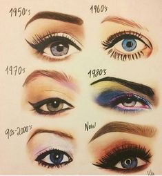 Vintage Eye Makeup, 1970s Makeup, 1950s Makeup, Rockabilly Makeup, 50s Makeup, Hippie Makeup, Disco Makeup, Vintage Makeup Looks, 60s Makeup