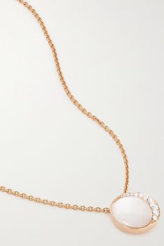 From the 'Fortuna' collection - inspired by the ancient Roman goddess of the same name - David Morris' necklace is handmade in the label's workshop from 18-karat rose gold. Delicately centered with luminous mother-of-pearl, it's traced with diamonds in the shape of a crescent moon. Keep yours in focus with plunging necklines. Luxury Mother Of Pearl Formal Jewelry, Luxury White Mother Of Pearl Jewelry, Luxury Formal Mother Of Pearl Jewelry, Luxury Mother Of Pearl Pendant Jewelry, Luxury Pearl Pendant Jewelry In Mother Of Pearl, Luxury Mother Of Pearl Jewelry With Pearl Pendant, Luxury Pearl Pendant Jewelry From Mother Of Pearl, Luxury Rose Gold Jewelry With Mother Of Pearl, Luxury Rose Gold Mother Of Pearl Jewelry