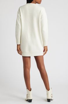 Add something simple yet chic to your cold-weather wardrobe with this wool-kissed sweater-dress knit with cozy ribbed trim and a leggy mini length. 33" length Crewneck Long sleeves Ribbed cuffs and hem 55% polyester, 20% acrylic, 13% nylon, 8% wool, 4% elastane Dry clean Imported Christmas Dresses, Mini Sweater, Knit Dresses, Dress Knit, Sweater Dresses, Mini Sweater Dress, Fabric Gift Bags, Fabric Gifts, Nordstrom Store