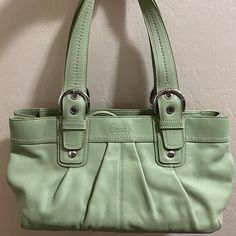 Size: Large Aprx: L16" X H8" X W7" Sage Green Leather Soho Pleated Tote Purse $113 Or Best Offer! Message For Any Questions <3 Classic Green Shoulder Bag With Silver-tone Hardware, Classic Green Bag For Spring, Classic Green Bags For Spring, Formal Green Coach Bag, Coach Green Shoulder Bag For Formal Occasions, Green Coach Shoulder Bag For Formal Occasions, Formal Green Coach Shoulder Bag, Green Shoulder Bag For Formal Spring Occasions, Classic Green Coach Satchel