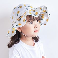 Delightful Summer Hat for Your Little Princess Introducing the Adorable Fruit Print Cotton Bucket Hat, a perfect blend of style, comfort, and protection for your baby girl. This charming hat, designed for toddlers aged 1-3 years, is an essential accessory for summer, autumn, and spring outings. Whether you are heading to the beach, a picnic, or just a stroll in the park, this hat will keep your little one looking cute and feeling comfortable. Charming Design and Comfortable Fit Our bucket hat fe Baby Summer Hat, Hat For Baby, Kids Bucket Hat, Hats For Kids, Cotton Bucket Hat, Child Smile, Cap Patterns, Baby Summer