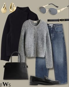 Outfits With Grey Cardigan, Capsule Wardrobe Casual, Gray Cashmere Sweater, Cardigan Outfit, Gray Cardigan, Womens Fashion Inspiration, Interview Outfit