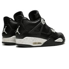 The Air Jordan 4 Retro LS ‘Oreo’ is a delectable iteration of the iconic sneaker, blending classic design with a mouthwatering twist. This edition features a rich, black leather upper that exudes a premium feel, reminiscent of the cookie part of an Oreo. The distinctive speckled detailing on the midsole and eyelets mimics the cookie’s [...] Modern Jordan Shoes For Streetwear With White Sole, Leather Jordan Shoes For Streetwear With Branded Insole, Leather Jordan Shoes With Contrast Sole For Sports, Leather Basketball Shoes With Boost Midsole For Streetwear, Leather Jordan Shoes With Contrast Sole For Streetwear, Leather Jordan Shoes For Streetwear, Leather Jordan Lace-up Shoes For Streetwear, Leather Lace-up Jordan Shoes For Streetwear, Modern Jordan Shoes With Rubber Sole For Streetwear