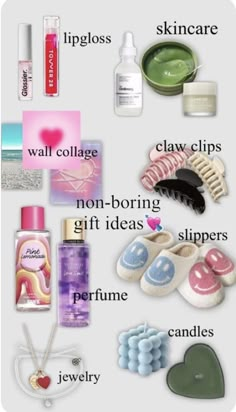 the contents of a woman's personal care kit are shown in this graphic diagram