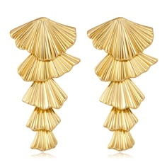 PRICES MAY VARY. 💖Gold Shell Earrings: These shell earrings are designed from simple shell shapes for stylish simplicity their eye-catching and add a charming and coastal flair to your ensemble. 💖Shell Drop Earrings Size: These seashell dangle earrings are approximately 1.85 inches in length, 0.79 inches in width, and weigh about 0.31 ounces.and Hypoallergenic Wear with confidence 💖Summer Beach Earrings:These seashells drop earrings for women will look great with many of your outfits on many