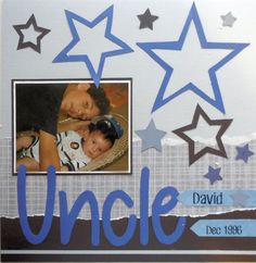 a scrapbook with an image of a baby and stars