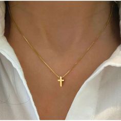 Product Details: Material: 14k Gold Plated Brass Metal: Brass Clasp: Lobster Chain: Box Elevate Your Style With This Delicate 14k Gold-Plated Cross Necklace. Featuring A Minimalist Cross Pendant On A Fine Chain, This Dainty Piece Exudes Understated Elegance. Perfect For Everyday Wear Or Layering With Other Necklaces, It Makes A Thoughtful Gift For Any Occasion. Highlights: * Material: 14k Gold Plating For A Rich, Lustrous Finish * Design: Simple And Elegant Cross Pendant * Chain Length: 16.5 Inc Gold Cross Necklace For Women Simple, Dainty Gold Necklace Pendant, Small Gold Cross Necklace, Elegant Gold Jewelry For Confirmation, Gold Cross Jewelry For Confirmation, Dainty Gold Cross Necklace For Baptism, Gold Cross Pendant Jewelry For Confirmation, Minimalist Gold Jewelry For Baptism, Dainty Gold Cross Necklace