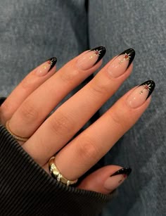 nailed by @heluviee 🤍🪽 Almond Nails With Black Design, French Manicure With Black Tips, Black French Nail Designs, Nail Ideas For Summer 2023, Nail Black French, French Manicure With Black, Black Nails Design Ideas, Nail Designs Neon, Black French Nail