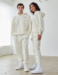 The Basics White Sand Unisex Hoodie is made with our Premium Blend Fleece and is designed to be worn year-round, made to last.   Size: Models are 6'0" and 5'10" and wearing sizes Large and Medium. Fit:  Relaxed, Unisex Fit  Color:  White Sand Composition:  70% Cotton, 30% Polyester  Features:  Super Soft, Pre-Shrunk,  Embroidered Logo on Left Chest and Hood Hoodie Model, Neutral Hoodies, Aesthetic Galaxy, Unisex Clothes, Matching Couple Outfits, White Sand, Hoodie Outfit, Couple Outfits, Matching Couples