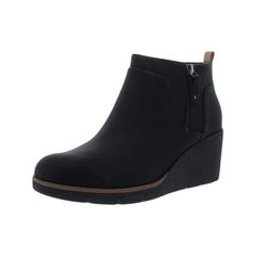 Manufacturer: Dr. Scholl's Shoes Size Origin: US Style Type: Booties Collection: Dr. Scholl's Shoes Closure: Material: Man Made Fabric Type: Faux Leather Sku: BH5469249 Size: 11.  Color: Black.  Gender: female.  Age Group: adult. Low Heel Booties, Short Ankle Boots, Wedge Bootie, Ankle Shoes, Winter Shoes For Women, Block Heel Ankle Boots, Leather Block Heels, Recycled Bottles, Brown Ankle Boots