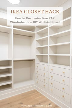 DIY Closet Ikea Hacks Pax Walk In Wardrobe Ideas, Walk In Closet Remodel Ideas, Custom Closet Ikea Hack, Ikea Closet Drawers Hack, Small Wall Closet Ideas Bedroom, Built In Closet Ideas Diy, 4 X 9 Walk In Closet, Pax Wardrobe Walk In Closet, Diy Pax Closet