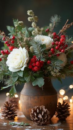 25 Gorgeous Christmas Flower Arrangement Ideas | Sarah Scoop Christmas Tree Store, Holiday Fragrance, Christmas Flower Arrangements, Christmas Floral Arrangements, Jar Design, Star Of Bethlehem, Bright Winter, Arrangement Ideas, Gorgeous Christmas