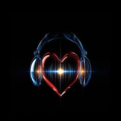 headphones are in the shape of a heart with sound waves coming out of it