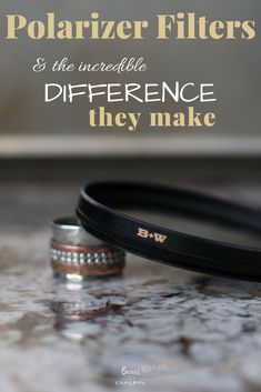 two wedding bands with the words polarizer filters on top of it and an inscription that reads